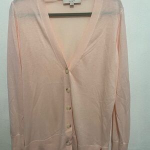 LOFT Light Pink Button-Up Cardigan
